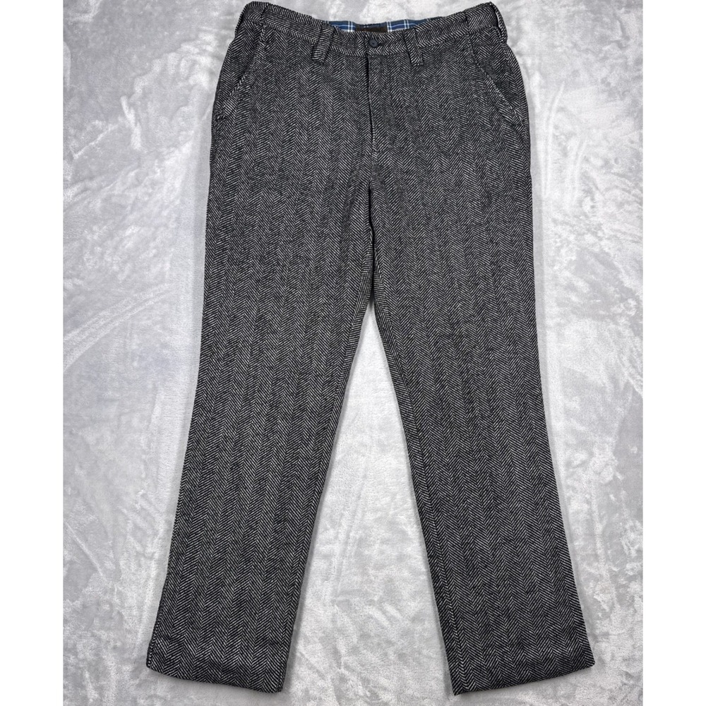 THE TERRITORY AHEAD T3972 Herringbone Trousers Mens 34x30 Grey Flannel Lined